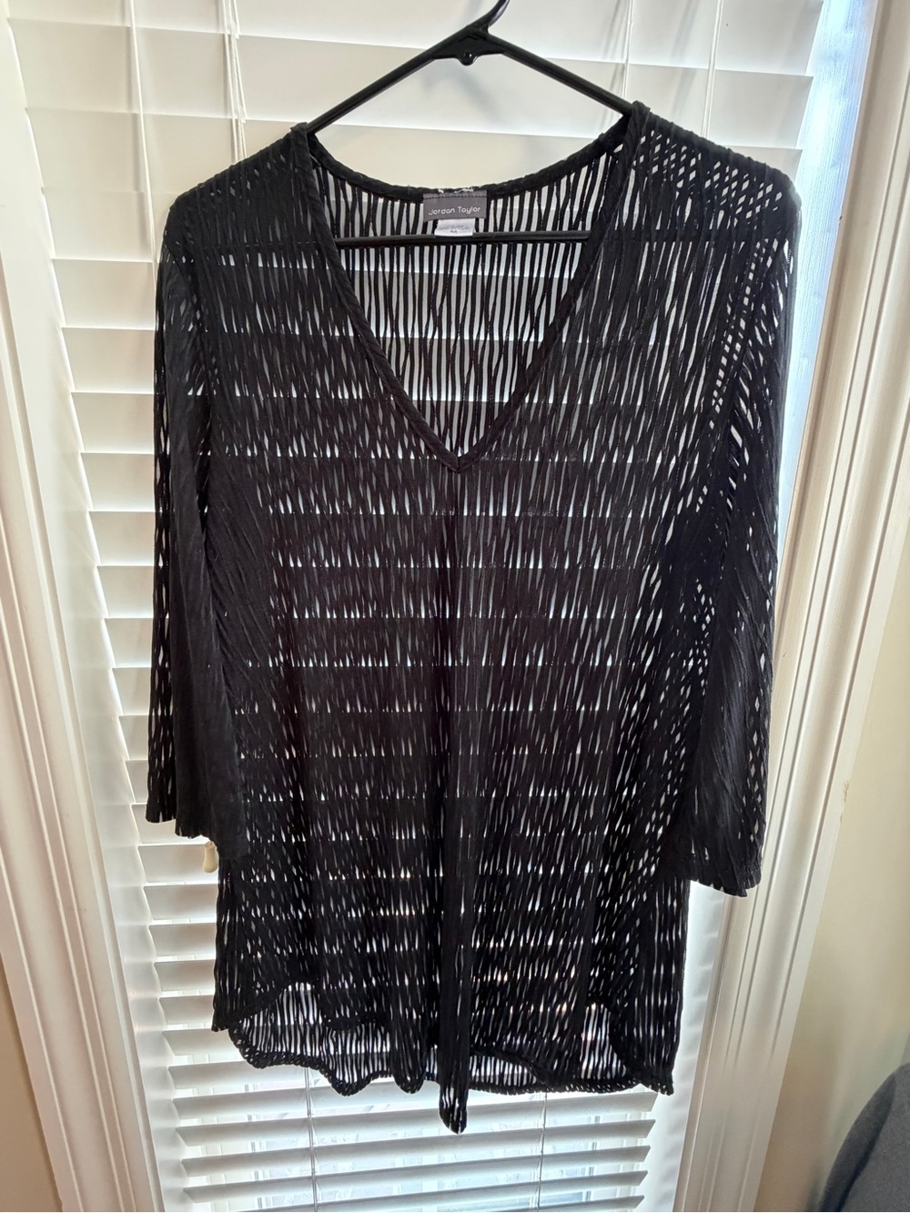 Jordan Taylor Black Open-Knit V-Neck swimsuit cover up